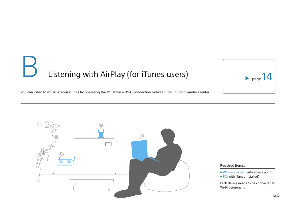 Listening with airplay (for itunes users) | Sony SRS-X7 User Manual | Page 5 / 68