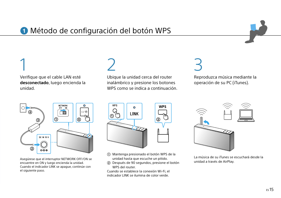 Método de configuración del botón wps | Sony SRS-X7 User Manual | Page 59 / 68