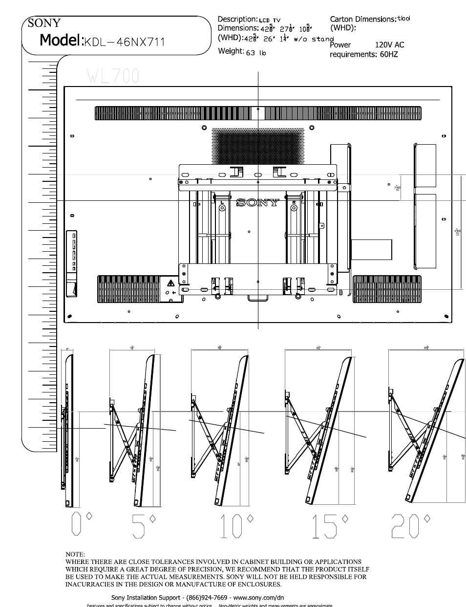 Model | Sony KDL-46NX711 User Manual | Page 3 / 3