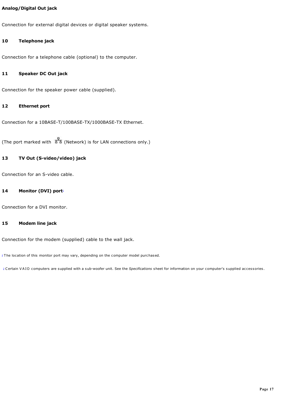 Sony PCV-RZ50C User Manual | Page 17 / 245