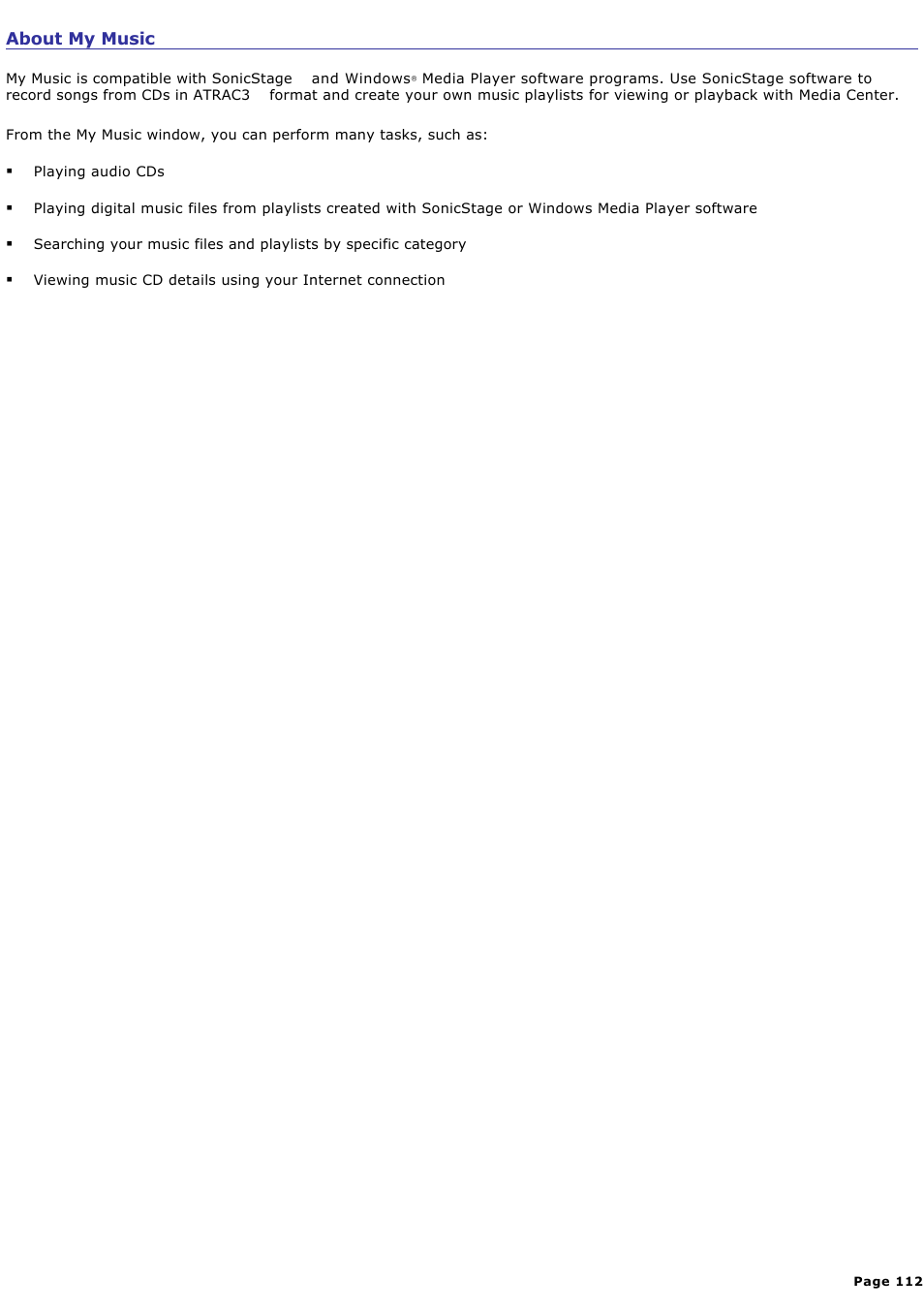 About my music | Sony PCV-RZ50N User Manual | Page 112 / 245