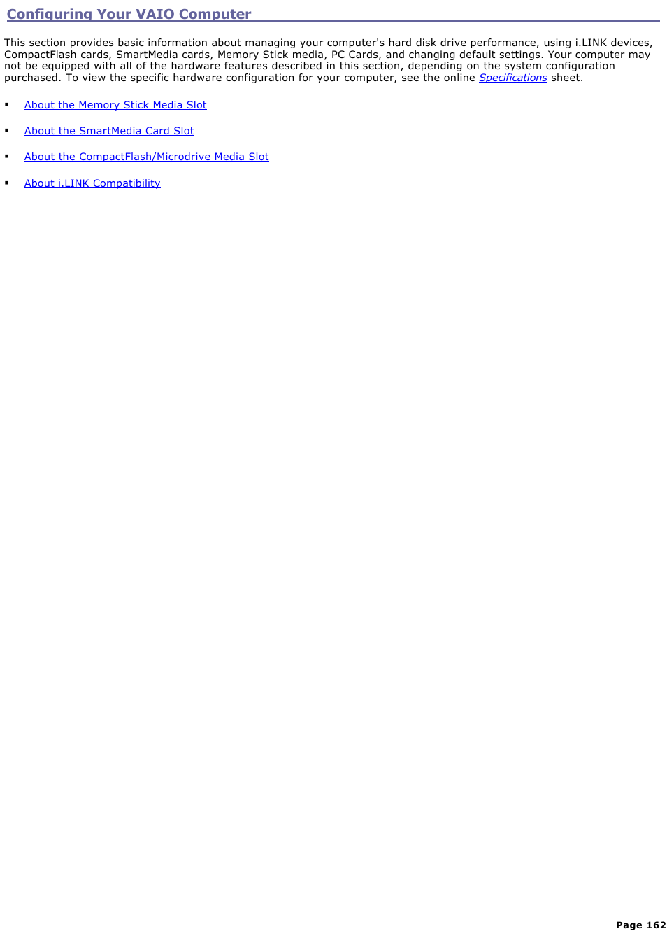 Configuring your vaio computer | Sony PCV-RZ50N User Manual | Page 162 / 245