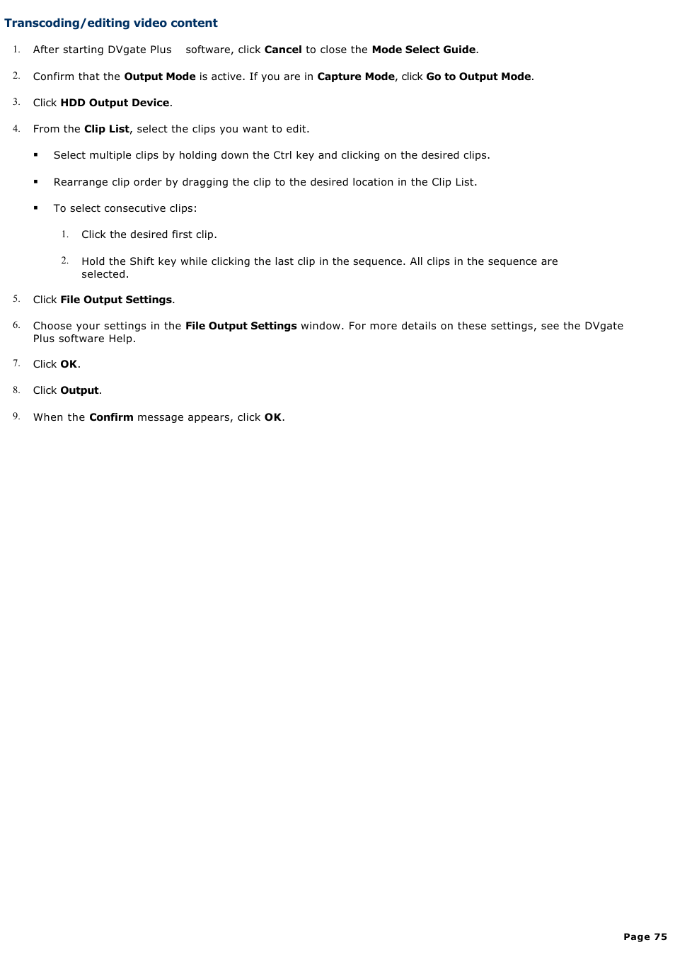 Transcoding/editing video content | Sony PCV-RZ50N User Manual | Page 75 / 245