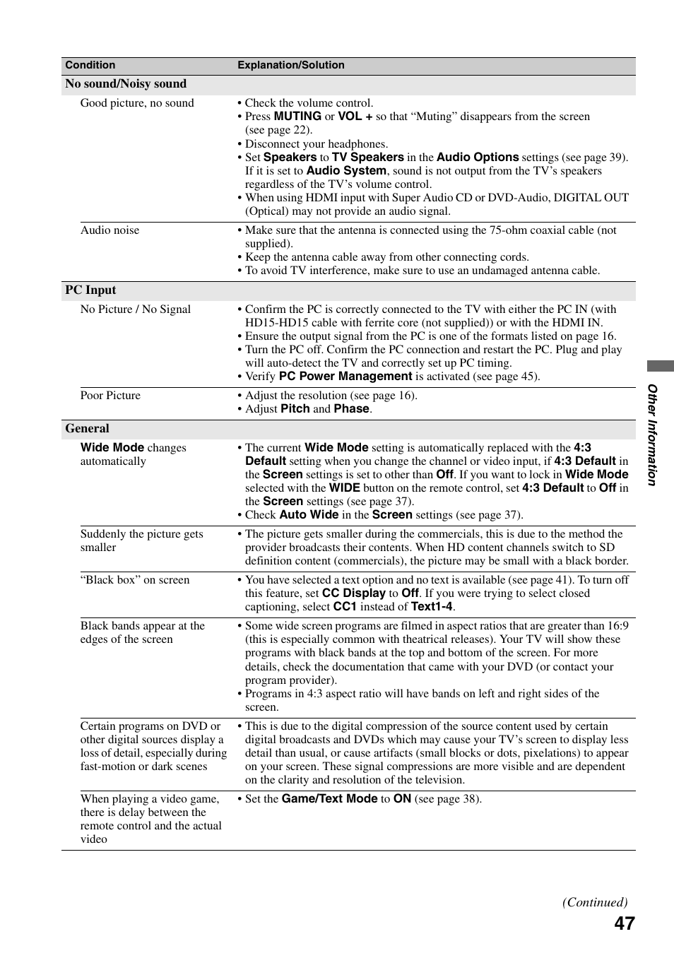 Sony KDL-40W3000 User Manual | Page 47 / 56