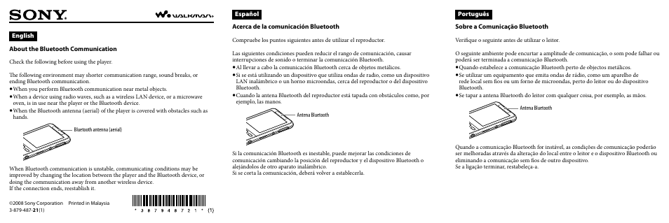 Sony NWZ-A828 User Manual | 2 pages