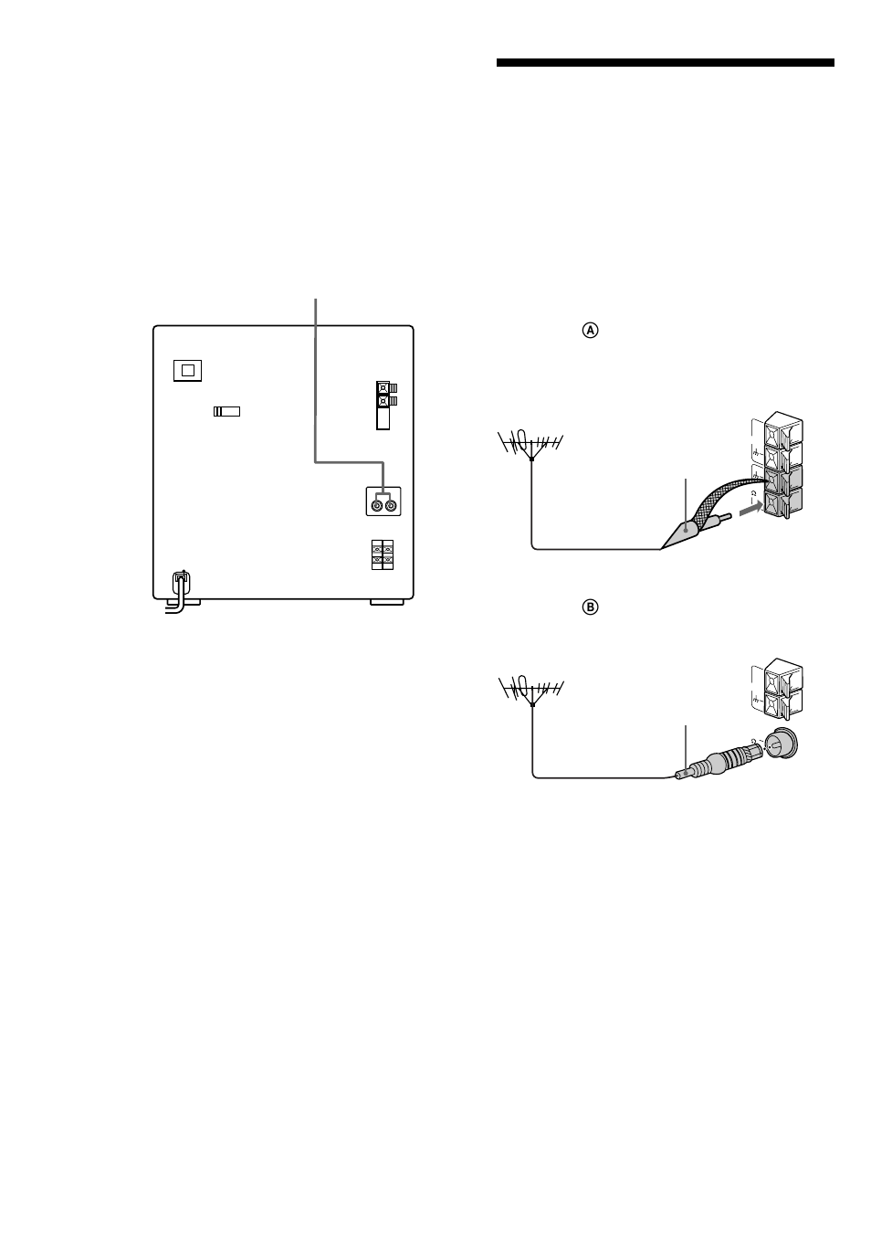 Connecting external antennas, Fm antenna, Connecting an md deck for listening to music | Connecting audio components (continued) | Sony MHC-BX2 User Manual | Page 34 / 44