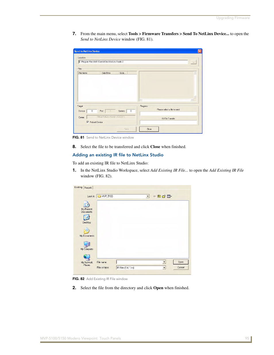 Adding an existing ir file to netlinx studio | AMX MVP-5100 User Manual | Page 103 / 176