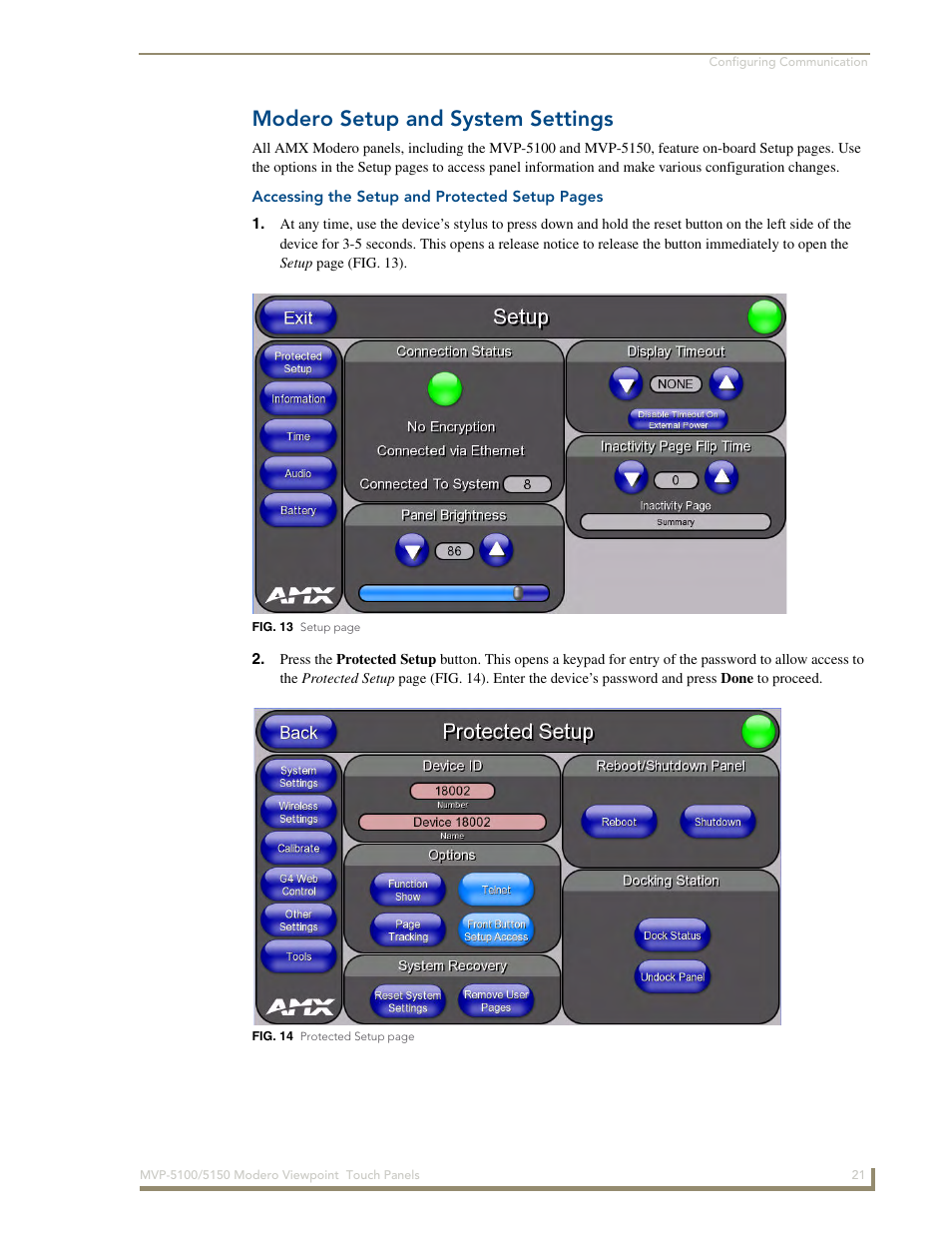 Modero setup and system settings | AMX MVP-5100 User Manual | Page 29 / 176