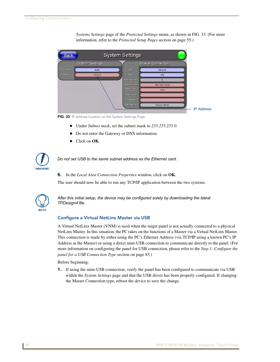 Configure a virtual netlinx master via usb | AMX MVP-5100 User Manual | Page 46 / 176