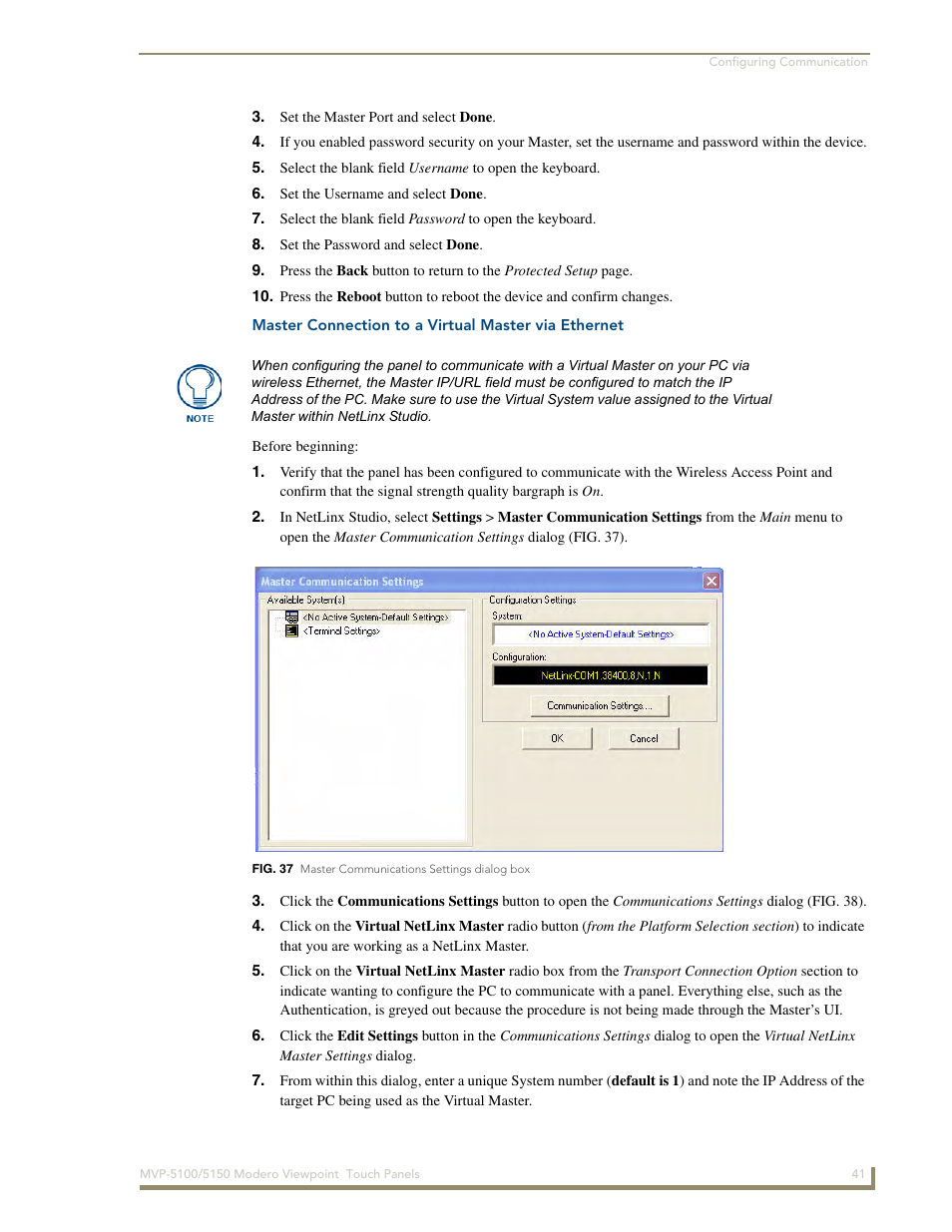 Master connection to a virtual master via ethernet | AMX MVP-5100 User Manual | Page 49 / 176