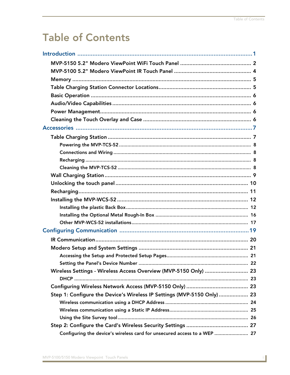 AMX MVP-5100 User Manual | Page 5 / 176