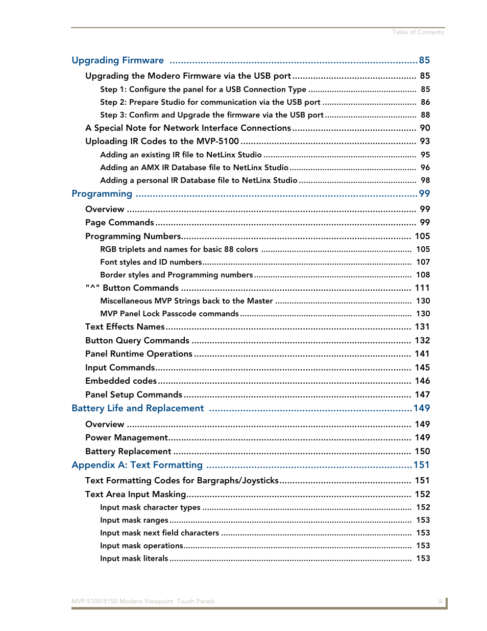 AMX MVP-5100 User Manual | Page 7 / 176