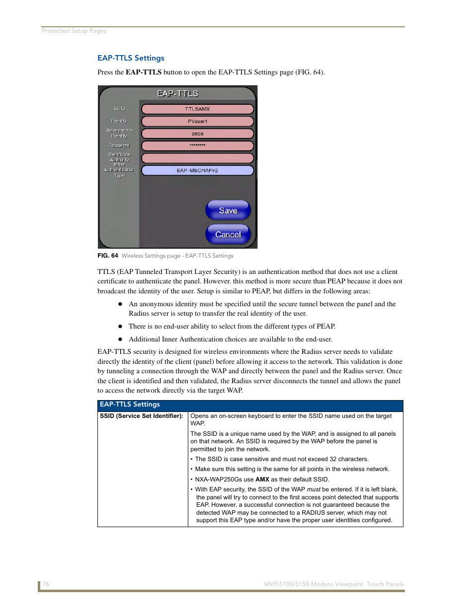 Eap-ttls settings | AMX MVP-5100 User Manual | Page 84 / 176