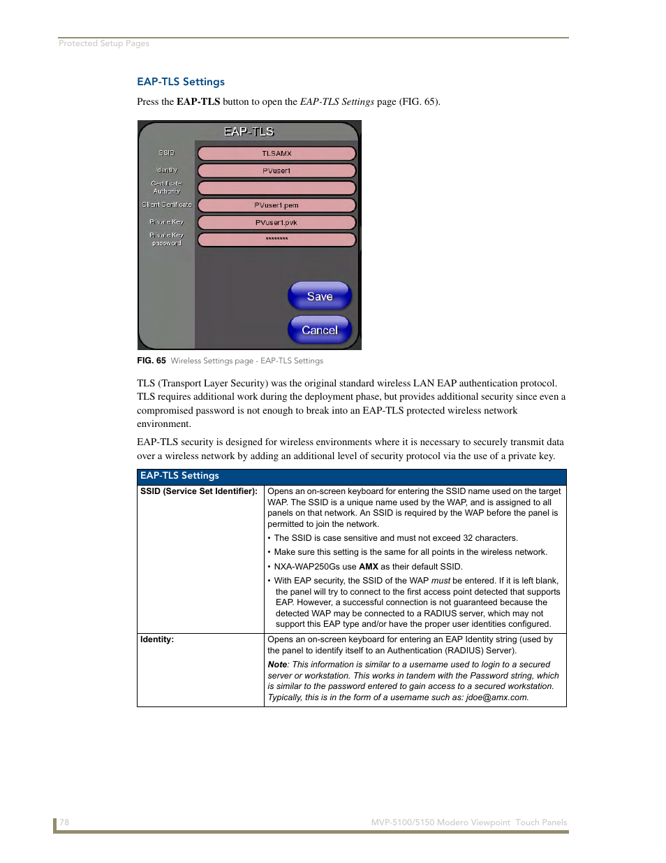 Eap-tls settings | AMX MVP-5100 User Manual | Page 86 / 176