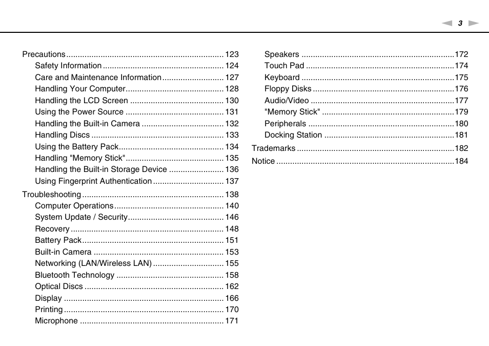 Sony VPCS111FM User Manual | Page 3 / 185