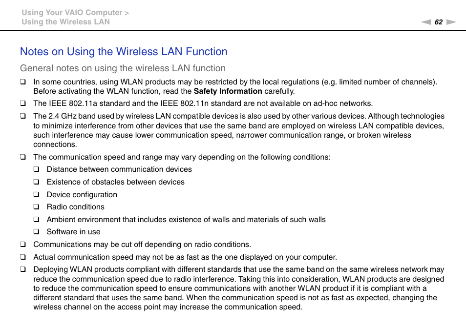 Sony VPCS111FM User Manual | Page 62 / 185