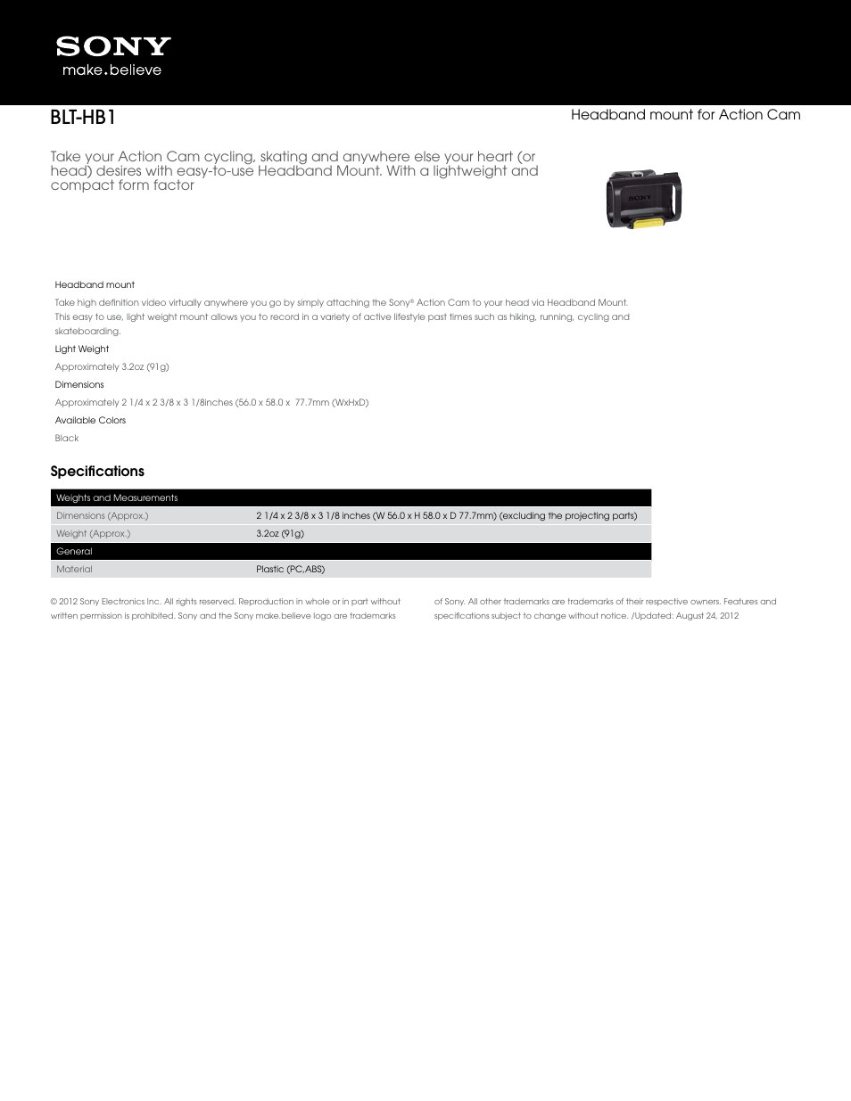 Sony BLT-HB1 User Manual | 1 page