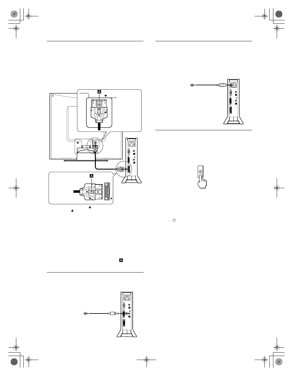 Schritt 4: anschließen des audiokabels, Schritt 5: anschließen des netzkabels, Schritt 6: einschalten von monitor und computer | Schritt 3, Schritt 4, Schritt 5, Schritt 6, Seite 8, Display) (seite, Seite 8) | Sony SDM-N80 User Manual | Page 56 / 124