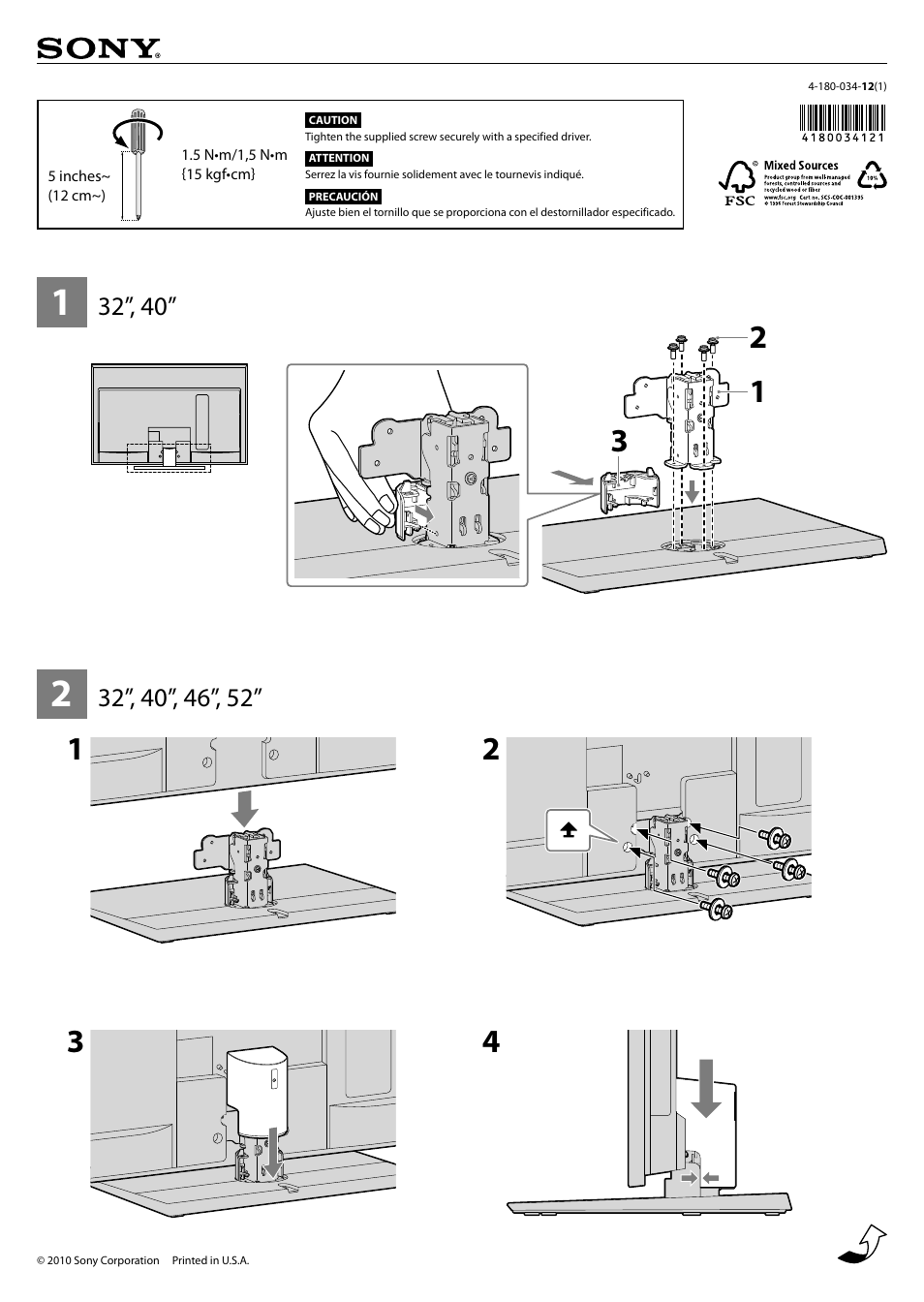 Sony XBR-46HX909 User Manual | 2 pages