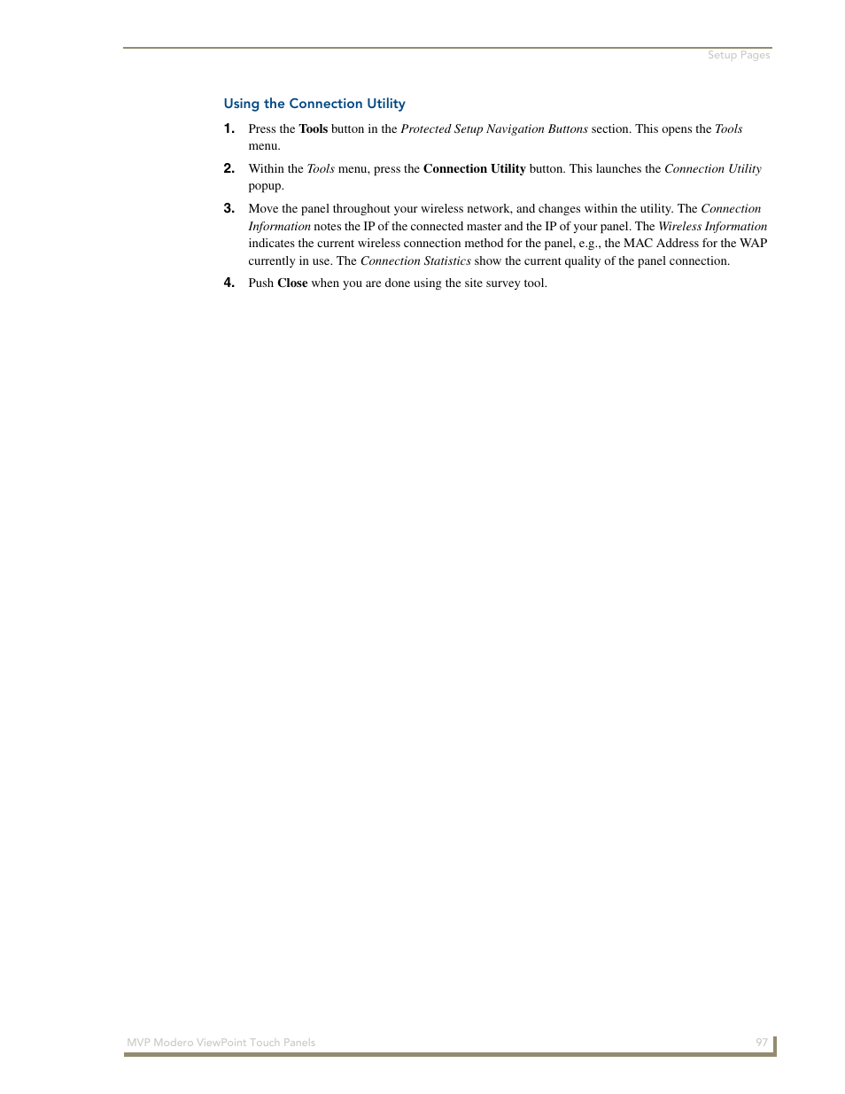 Using the connection utility | AMX Modero ViewPoint MVP-8400 User Manual | Page 111 / 212