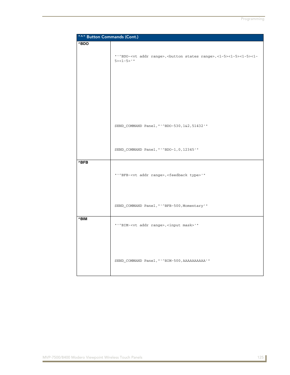 Bdo ^bfb ^bim | AMX Modero ViewPoint MVP-8400 User Manual | Page 139 / 212