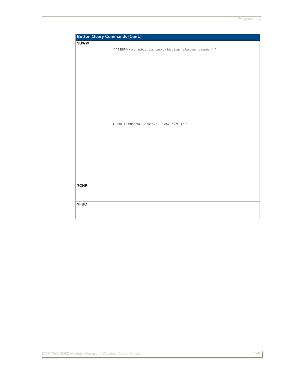 Bww ?chr ?fbc | AMX Modero ViewPoint MVP-8400 User Manual | Page 163 / 212