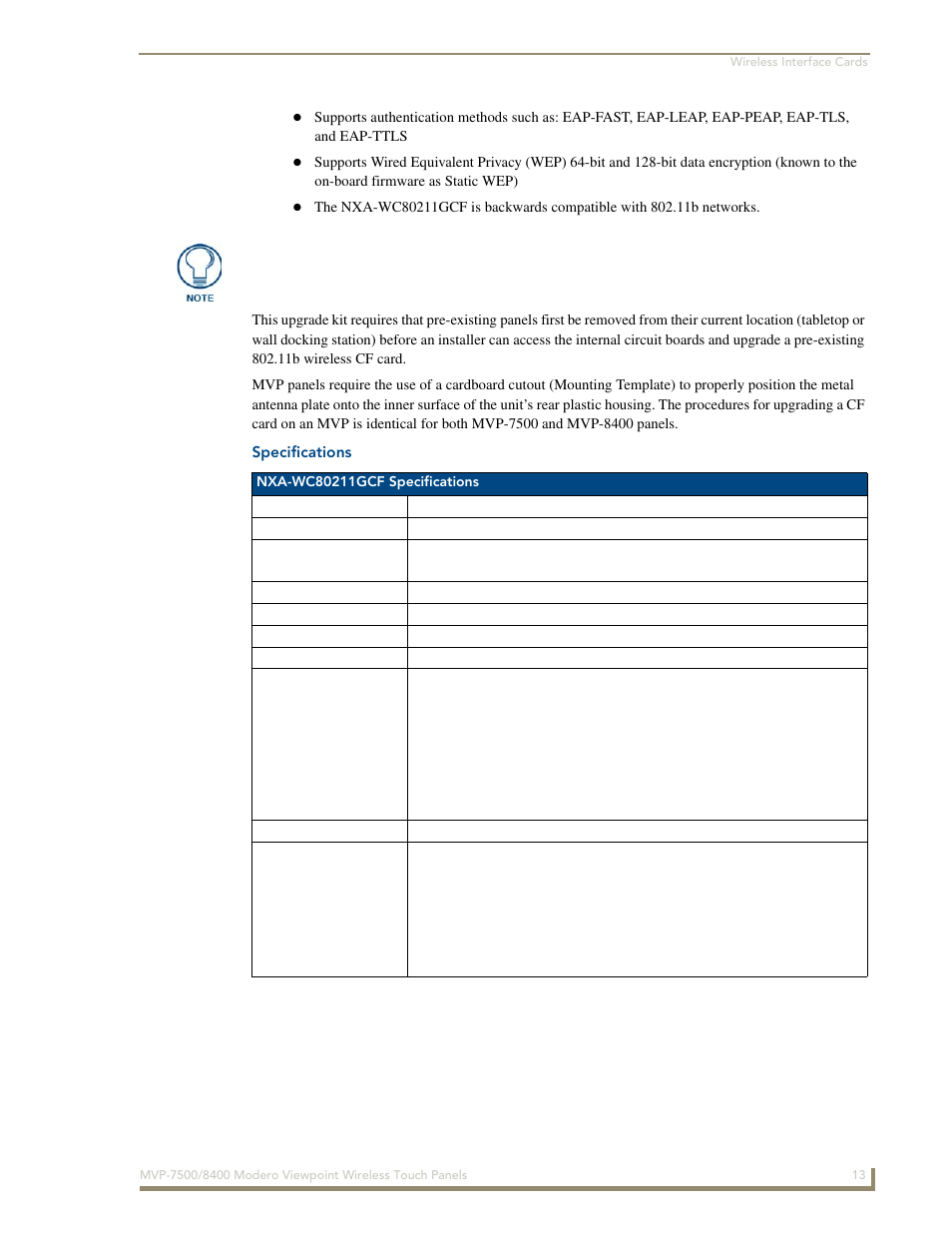 Specifications | AMX Modero ViewPoint MVP-8400 User Manual | Page 27 / 212