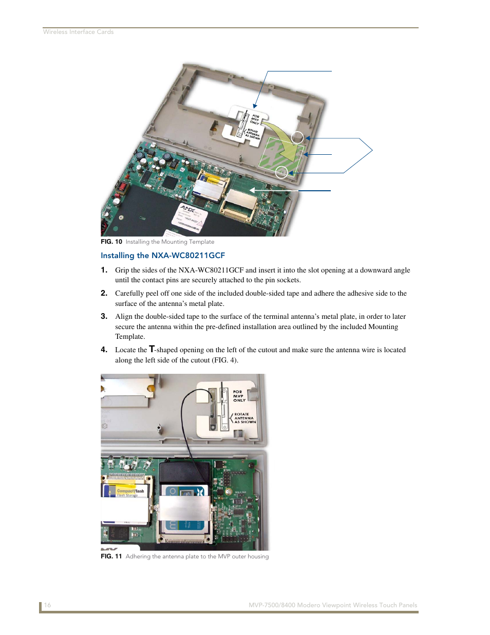 Installing the nxa-wc80211gcf | AMX Modero ViewPoint MVP-8400 User Manual | Page 30 / 212