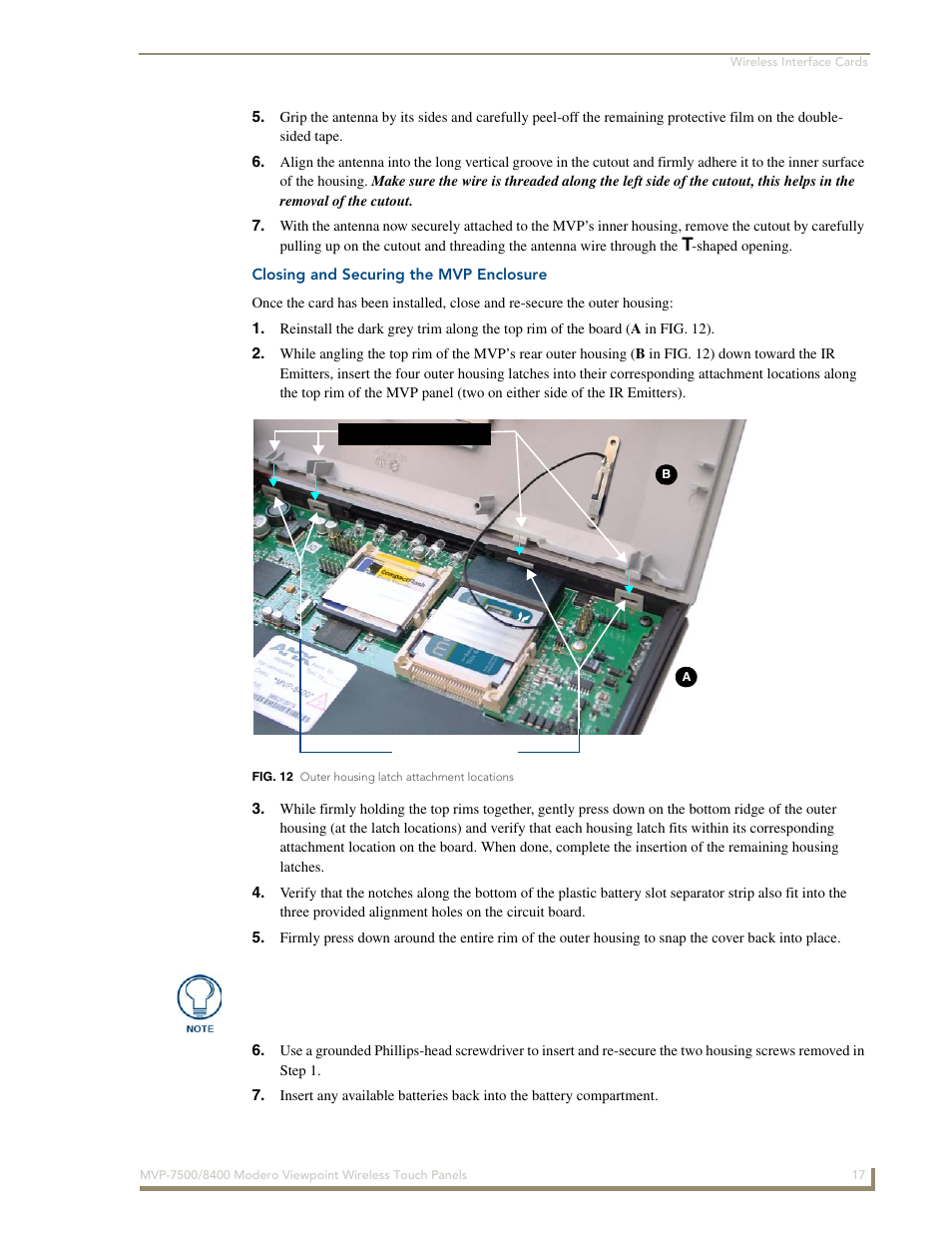 Closing and securing the mvp enclosure | AMX Modero ViewPoint MVP-8400 User Manual | Page 31 / 212