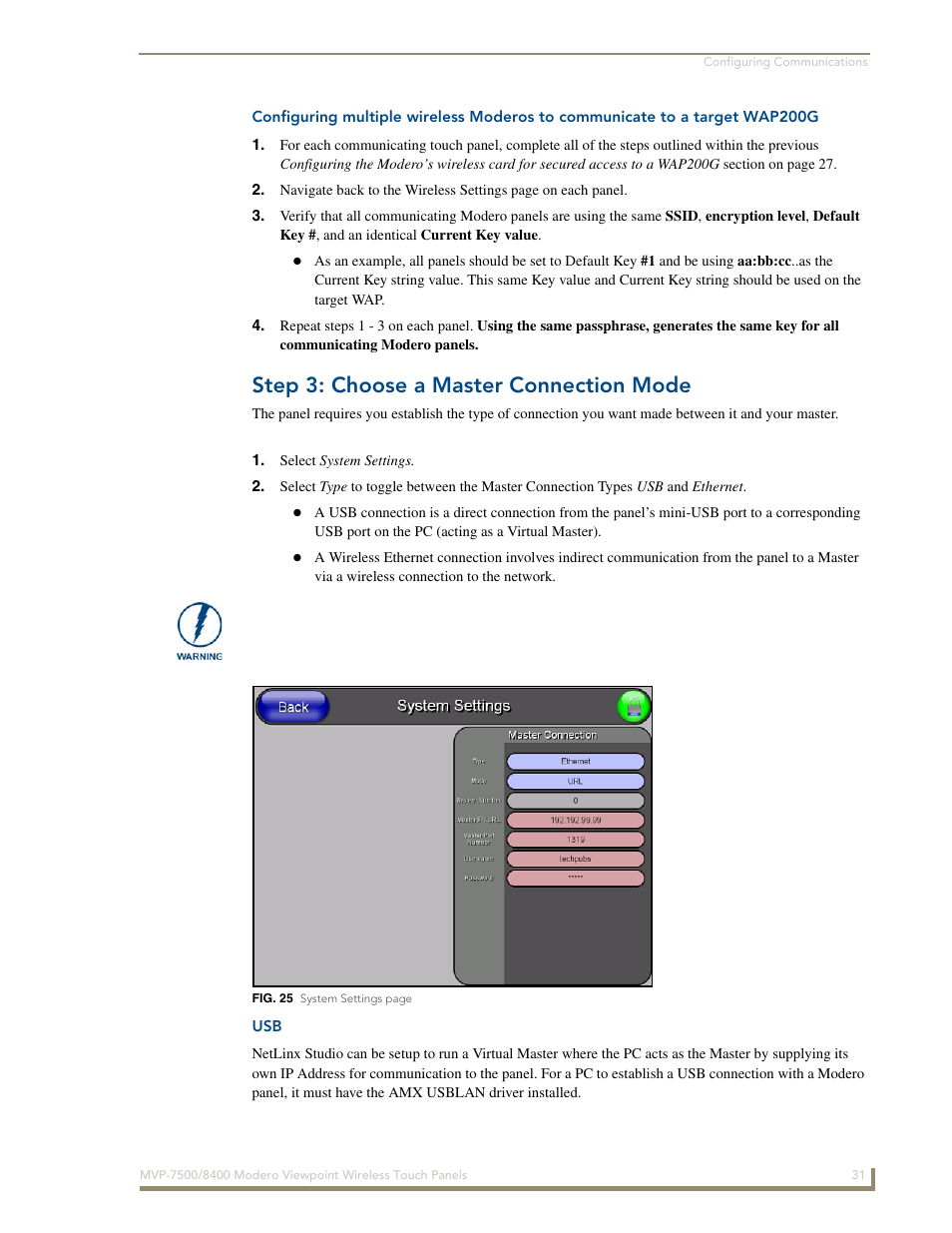 Step 3: choose a master connection mode | AMX Modero ViewPoint MVP-8400 User Manual | Page 45 / 212