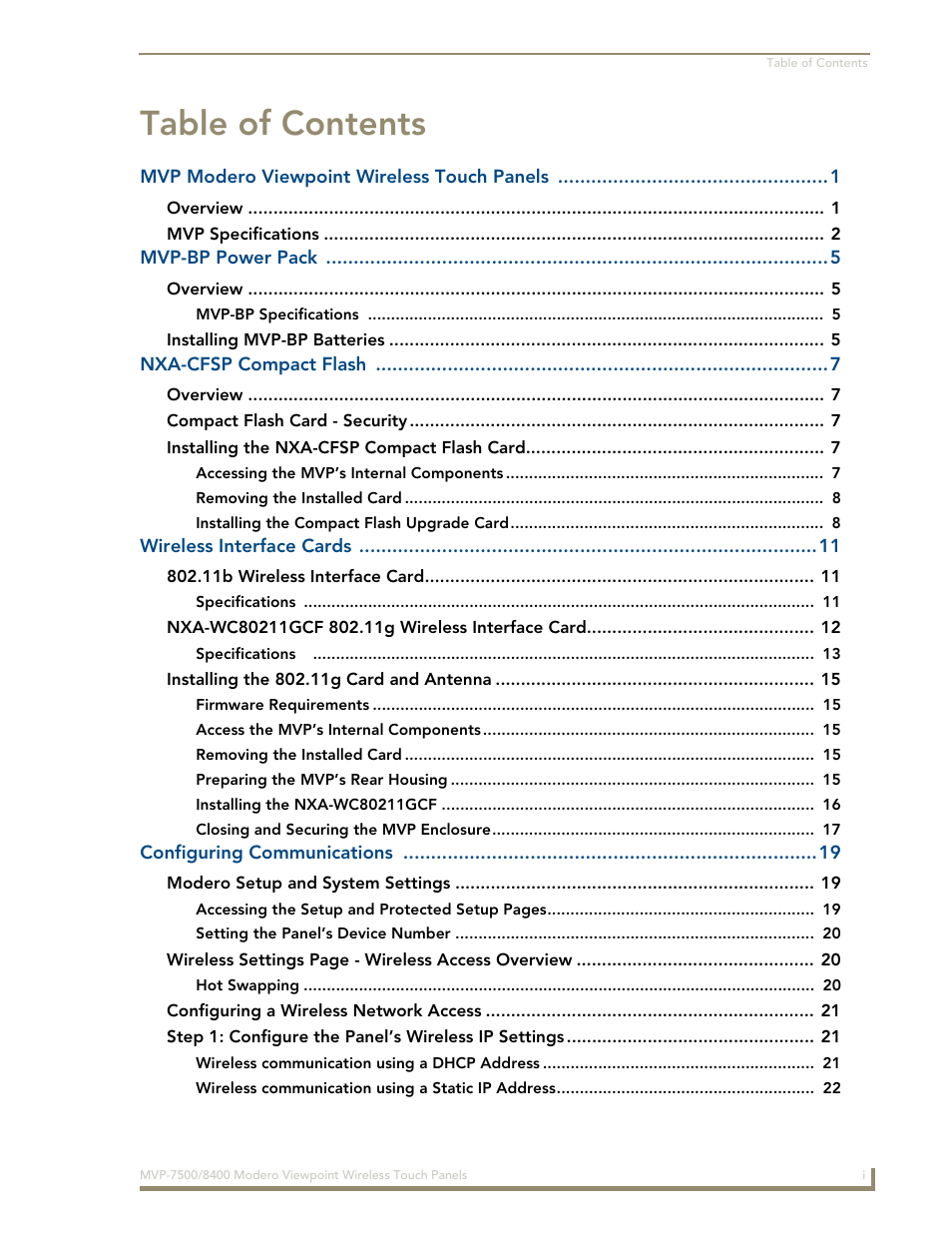 AMX Modero ViewPoint MVP-8400 User Manual | Page 5 / 212