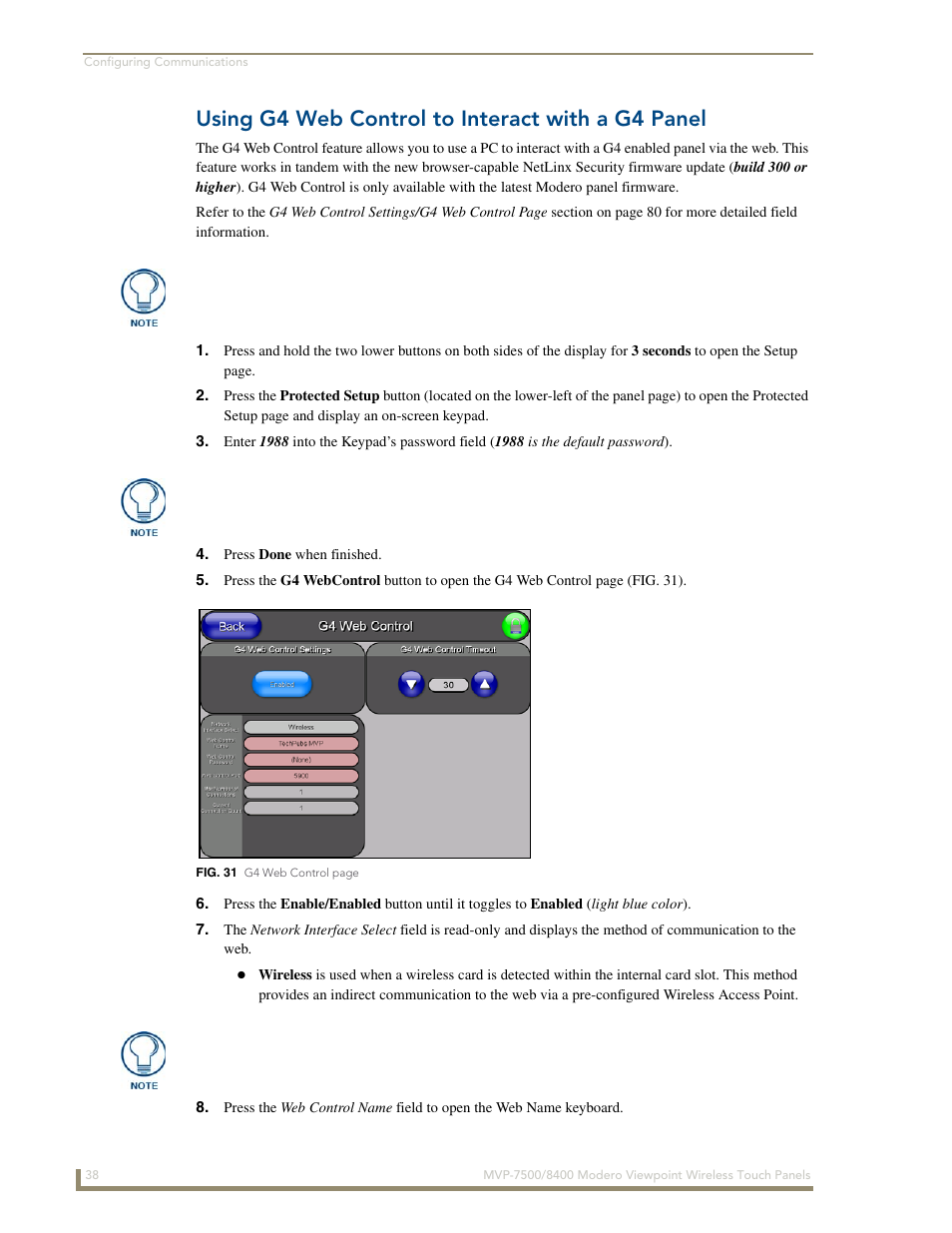 Using g4 web control to interact with a g4 panel | AMX Modero ViewPoint MVP-8400 User Manual | Page 52 / 212