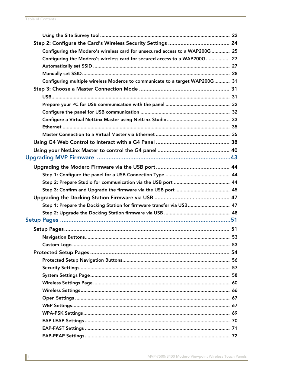 AMX Modero ViewPoint MVP-8400 User Manual | Page 6 / 212