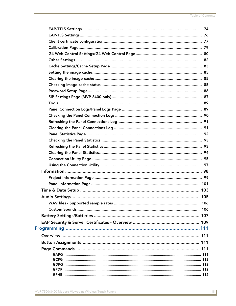 AMX Modero ViewPoint MVP-8400 User Manual | Page 7 / 212