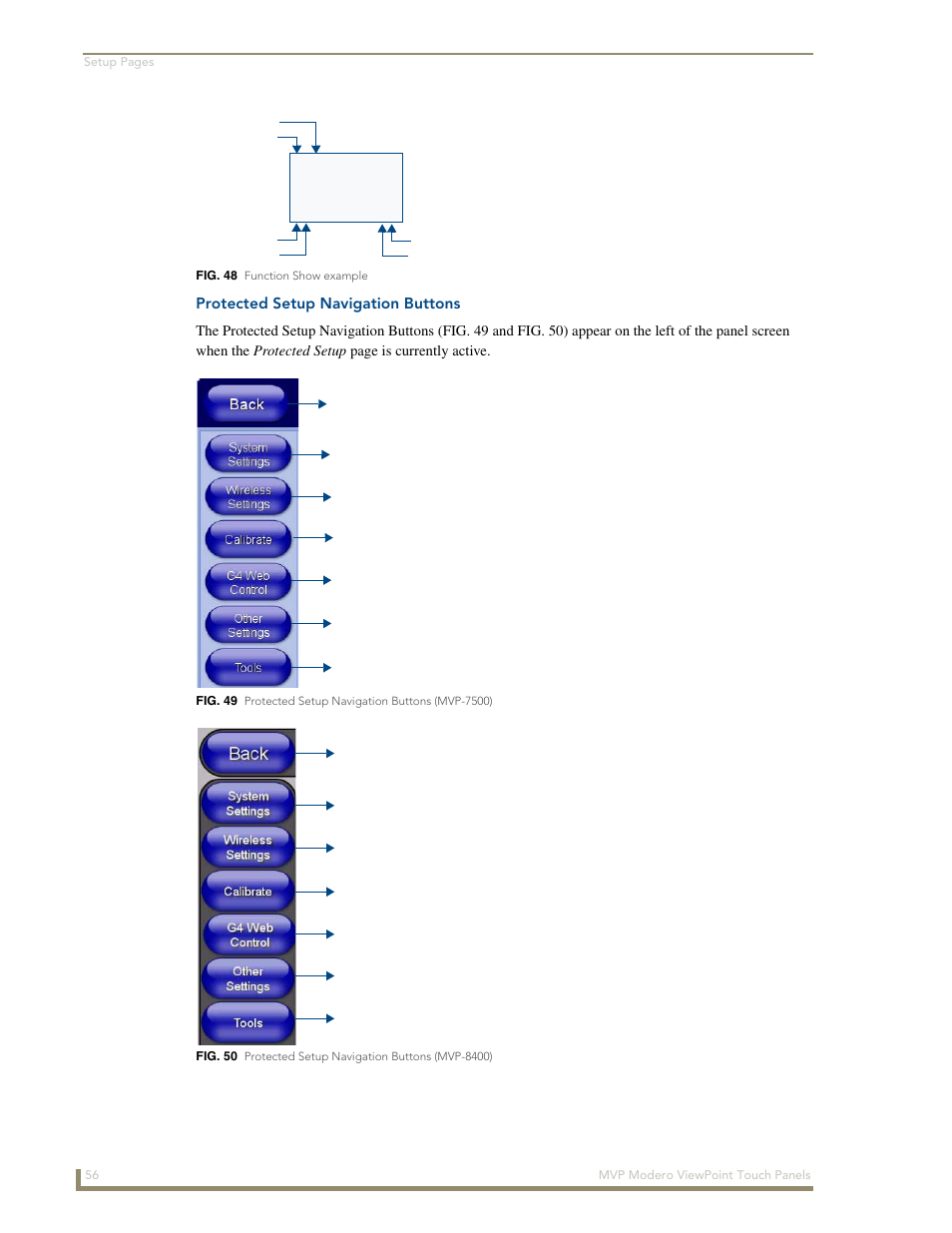 Protected setup navigation buttons | AMX Modero ViewPoint MVP-8400 User Manual | Page 70 / 212