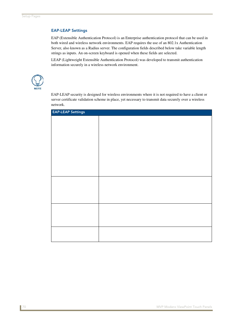 Eap-leap settings | AMX Modero ViewPoint MVP-8400 User Manual | Page 84 / 212