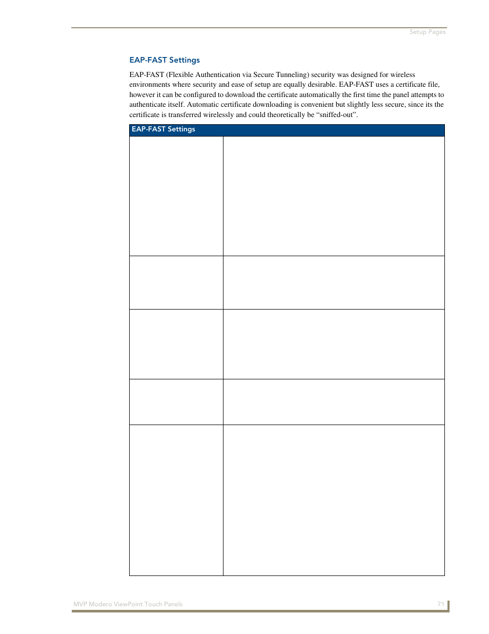 Eap-fast settings | AMX Modero ViewPoint MVP-8400 User Manual | Page 85 / 212