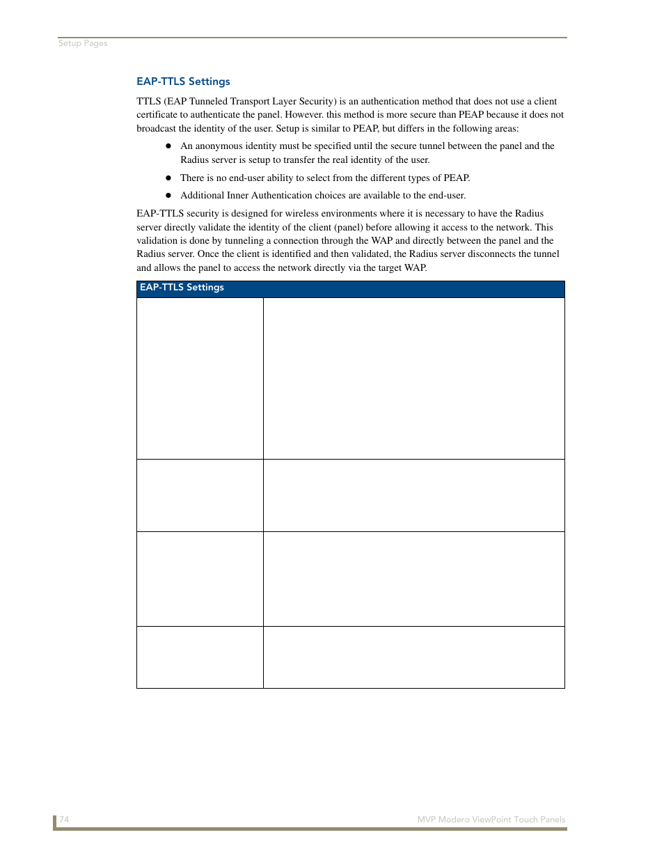 Eap-ttls settings | AMX Modero ViewPoint MVP-8400 User Manual | Page 88 / 212