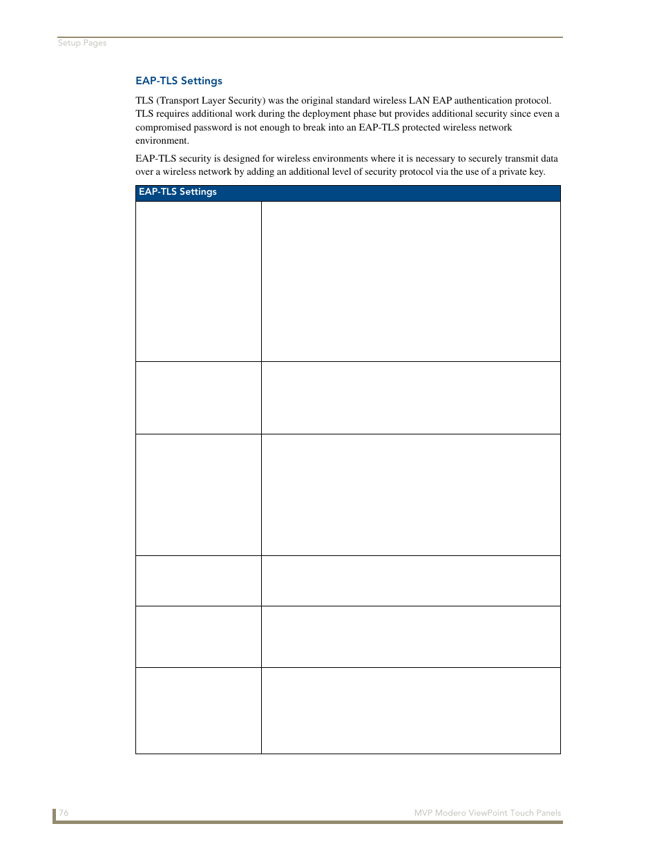 Eap-tls settings | AMX Modero ViewPoint MVP-8400 User Manual | Page 90 / 212