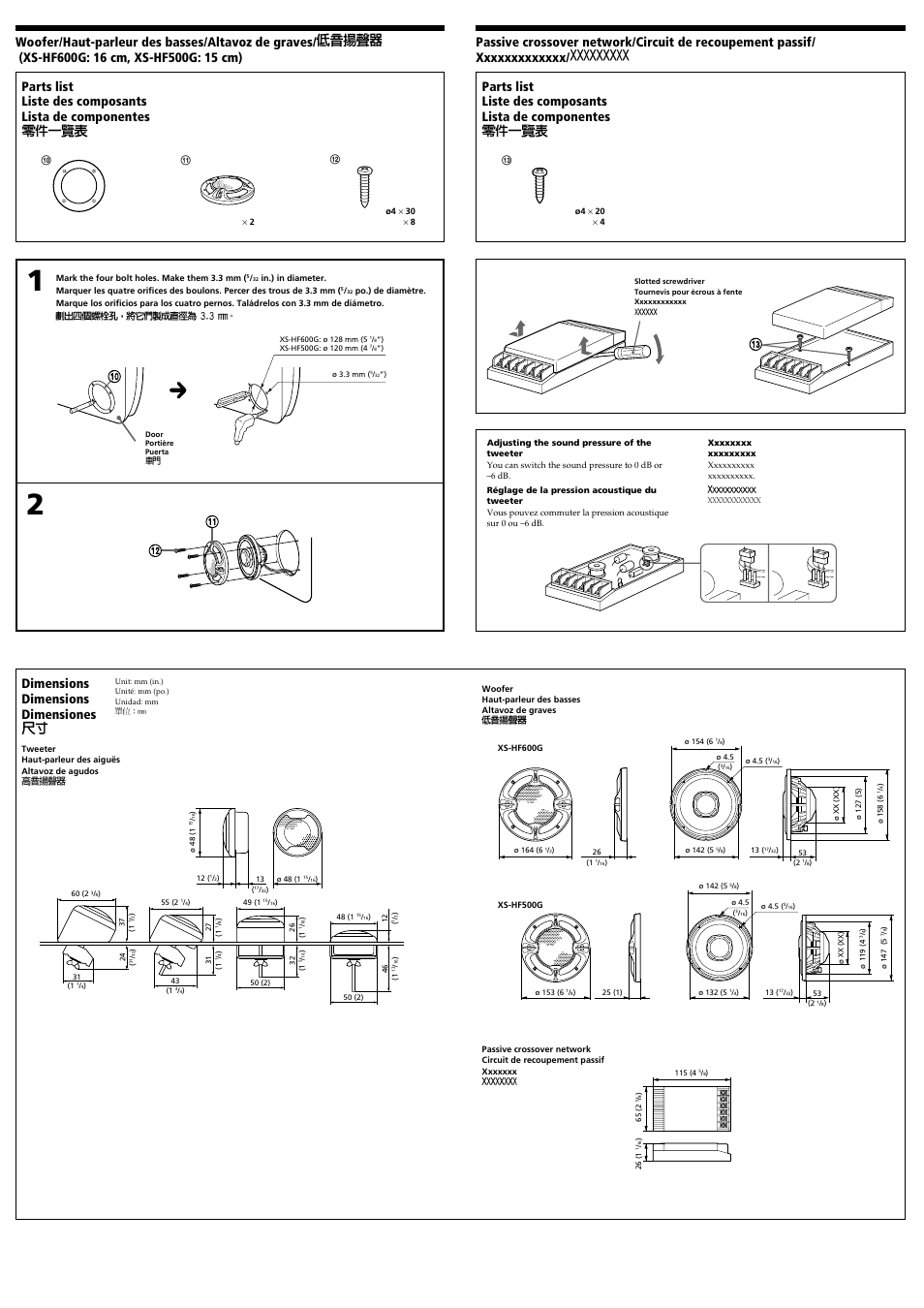 Dimensions dimensions dimensiones, Q; qa | Sony XS-HF600G User Manual | Page 4 / 4