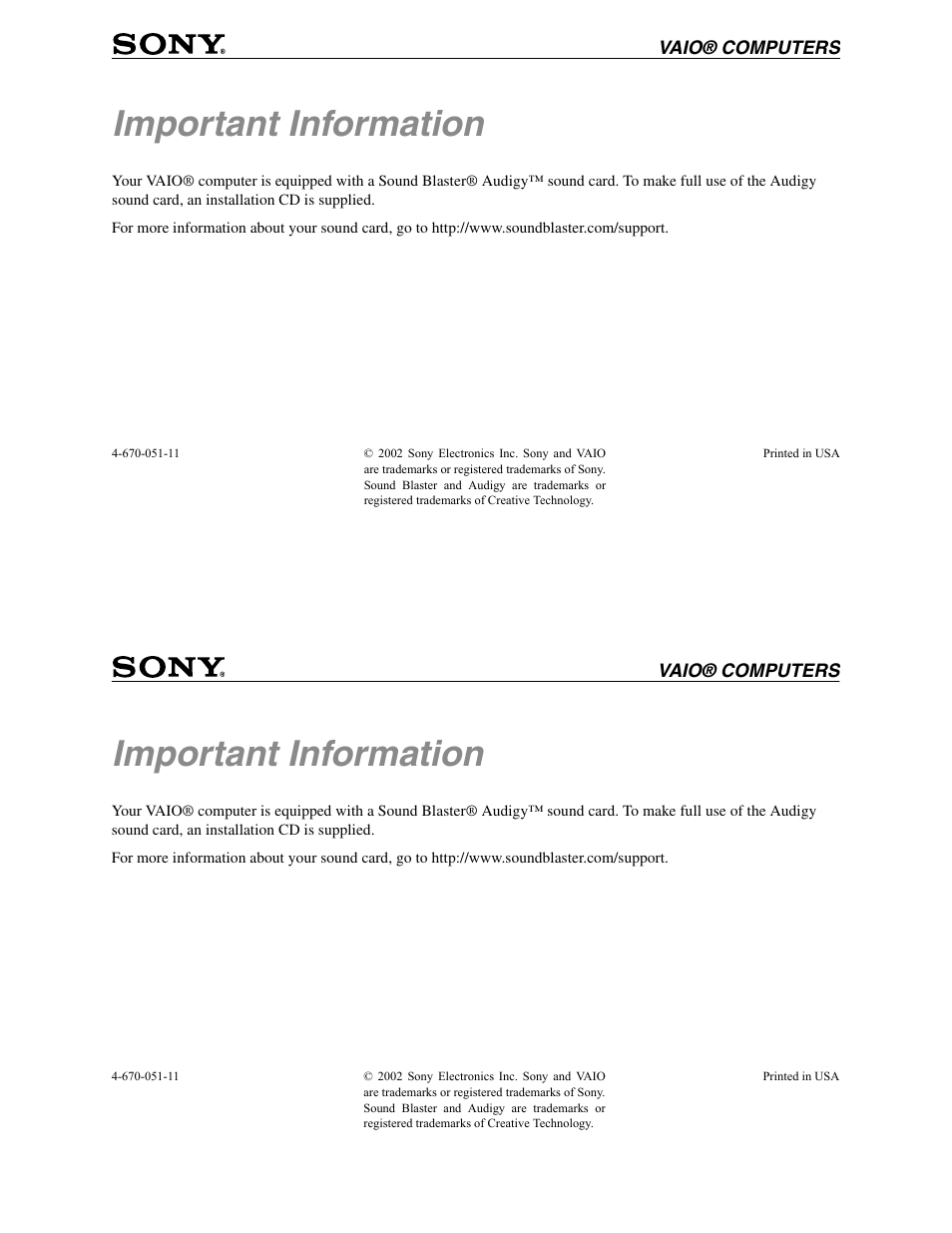 Sony PCV-RZ10CG User Manual | 1 page