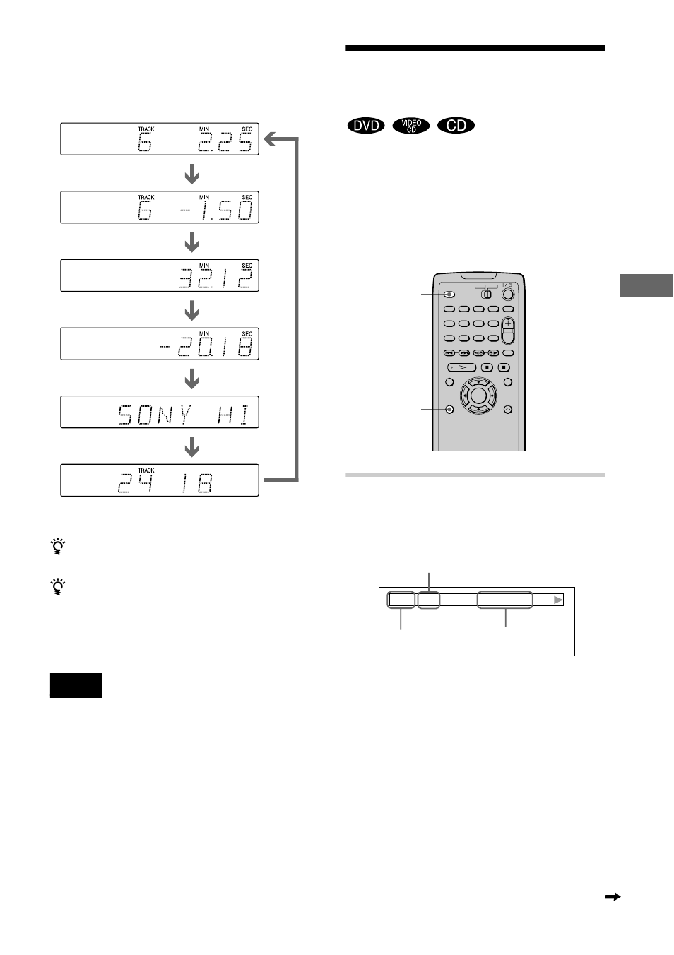 Checking the playing time and remaining time | Sony DVP-F21 User Manual | Page 49 / 84