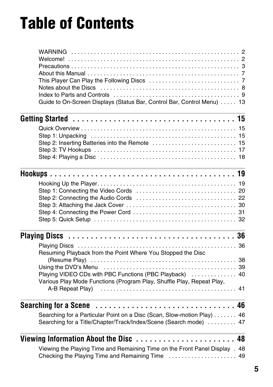 Sony DVP-F21 User Manual | Page 5 / 84