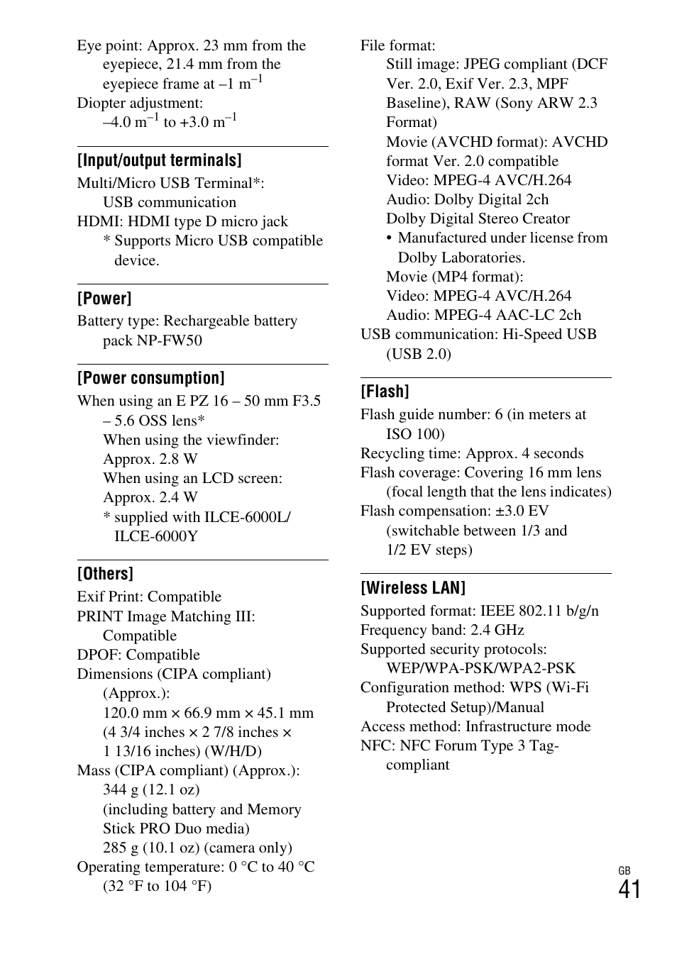 Sony ILCE-6000L User Manual | Page 41 / 48