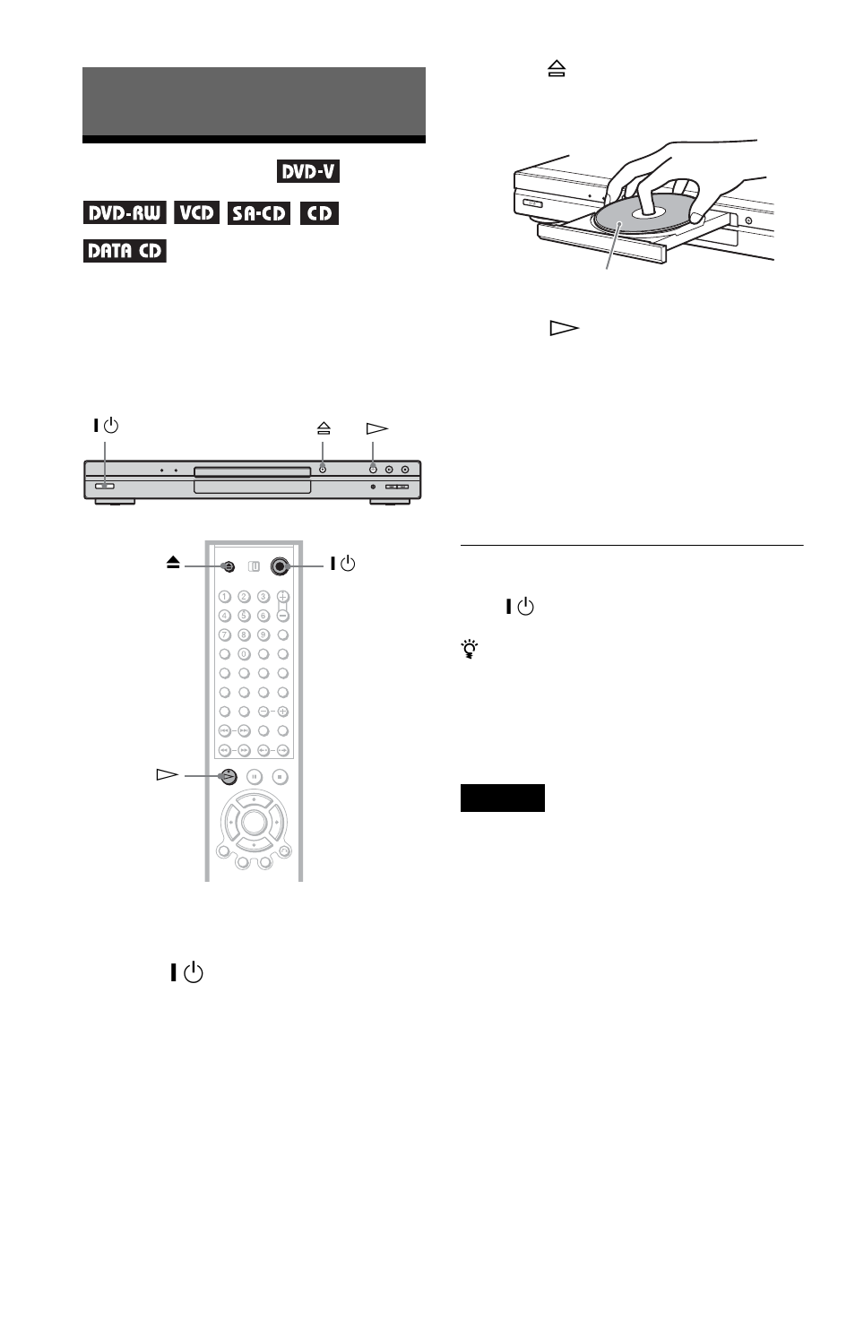 Playing discs, Disc tray (34), N (34) | Sony DVP-NS775V User Manual | Page 34 / 96