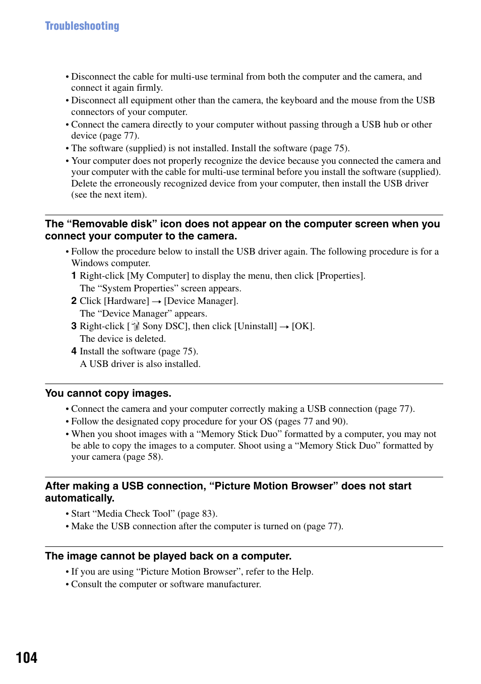 Sony DSC-W90 User Manual | Page 104 / 121