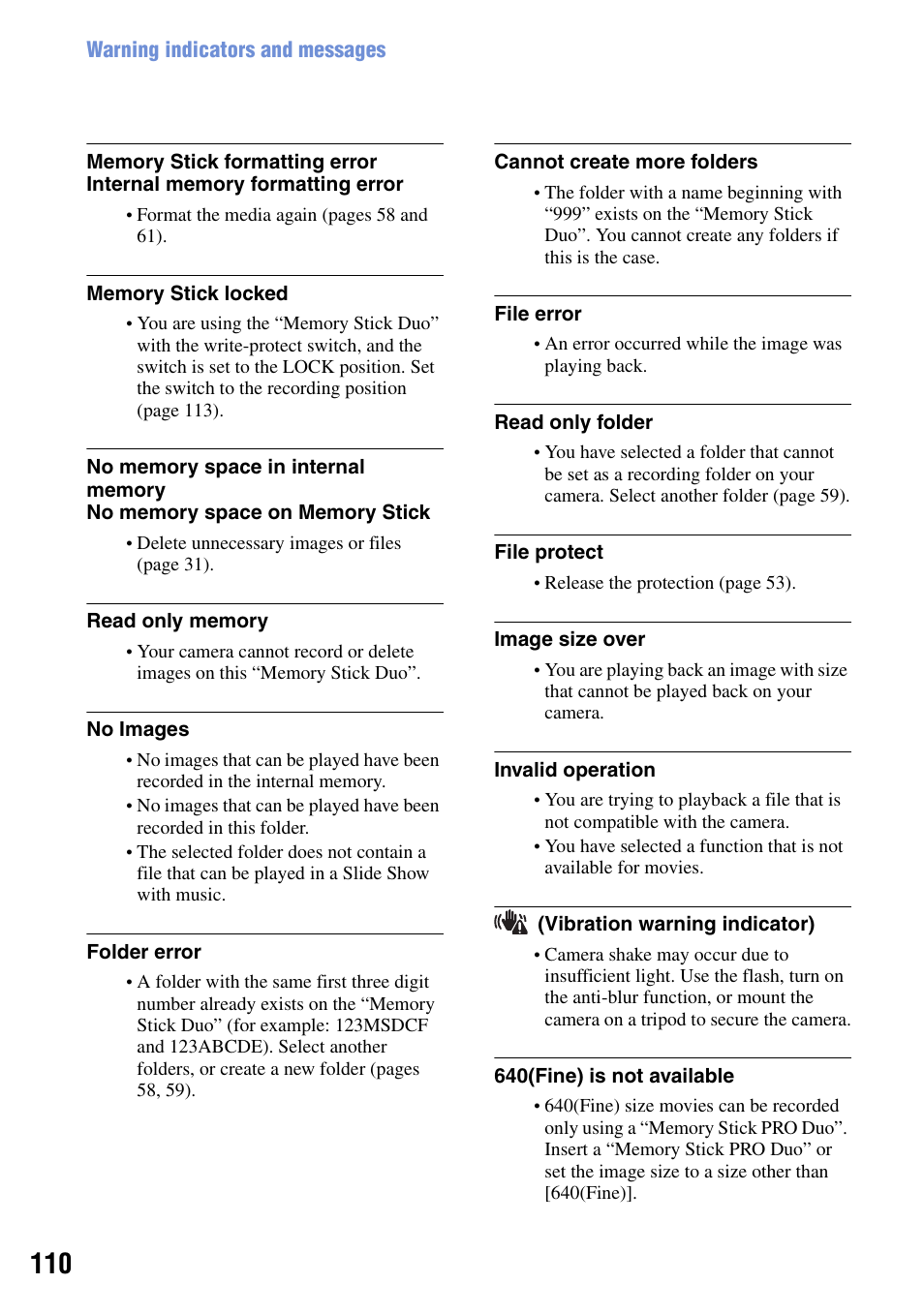 Sony DSC-W90 User Manual | Page 110 / 121