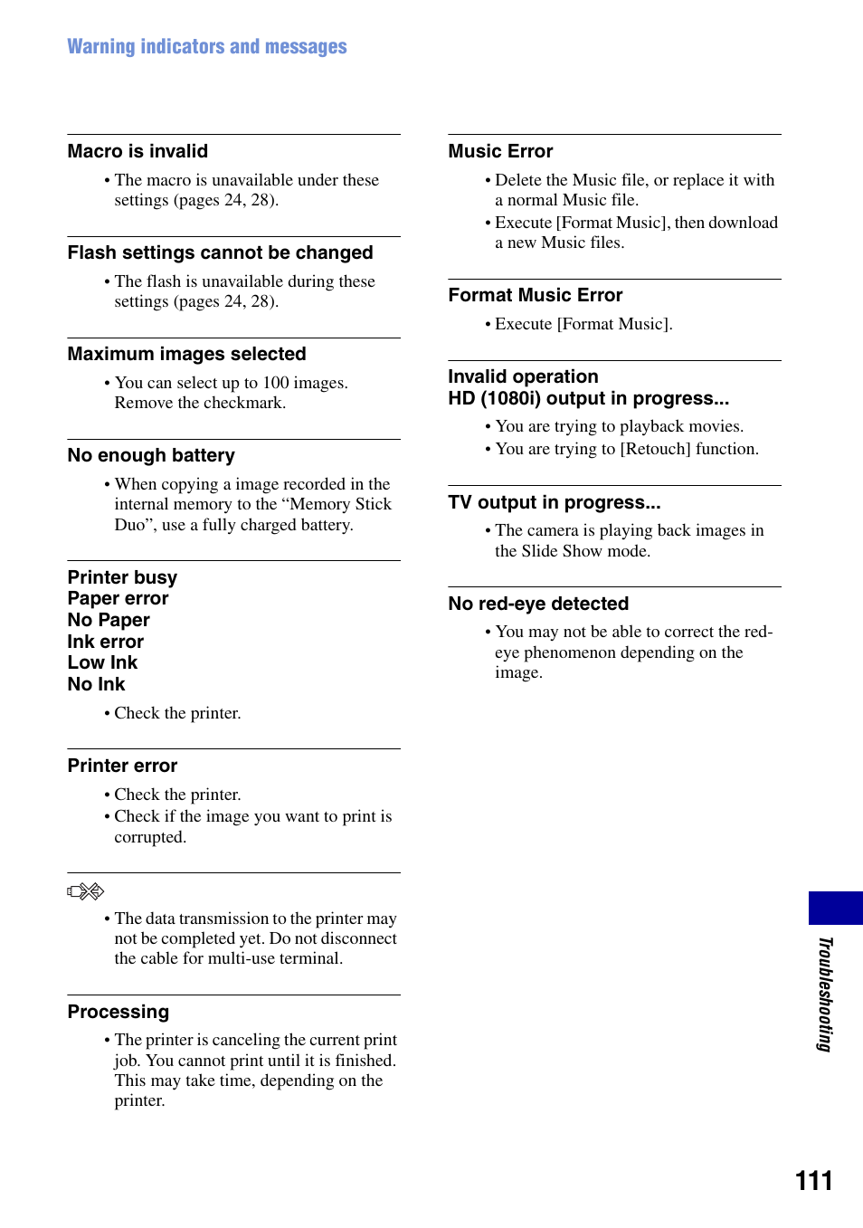 Sony DSC-W90 User Manual | Page 111 / 121