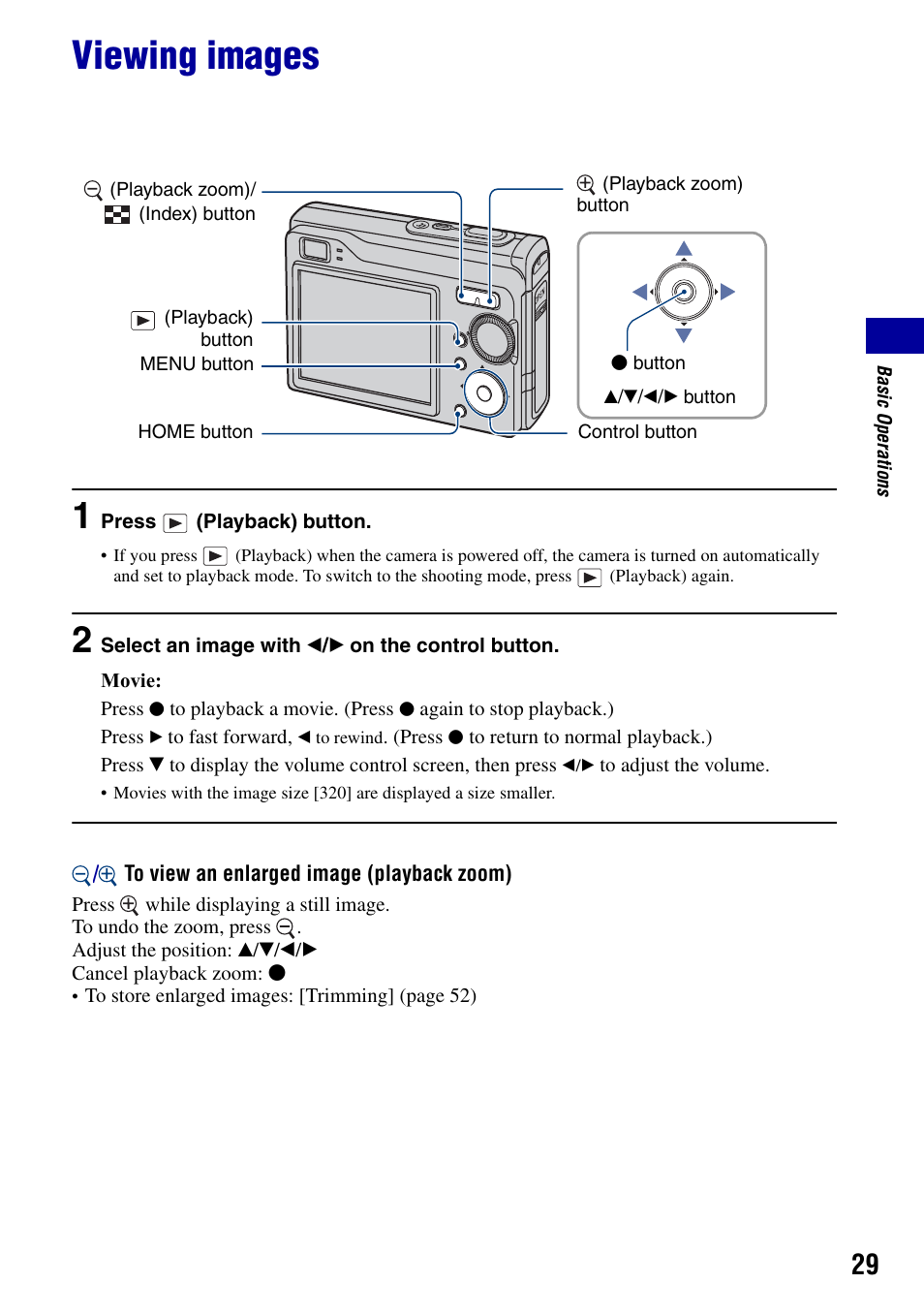 Viewing images, N (29), N (29 | Sony DSC-W90 User Manual | Page 29 / 121