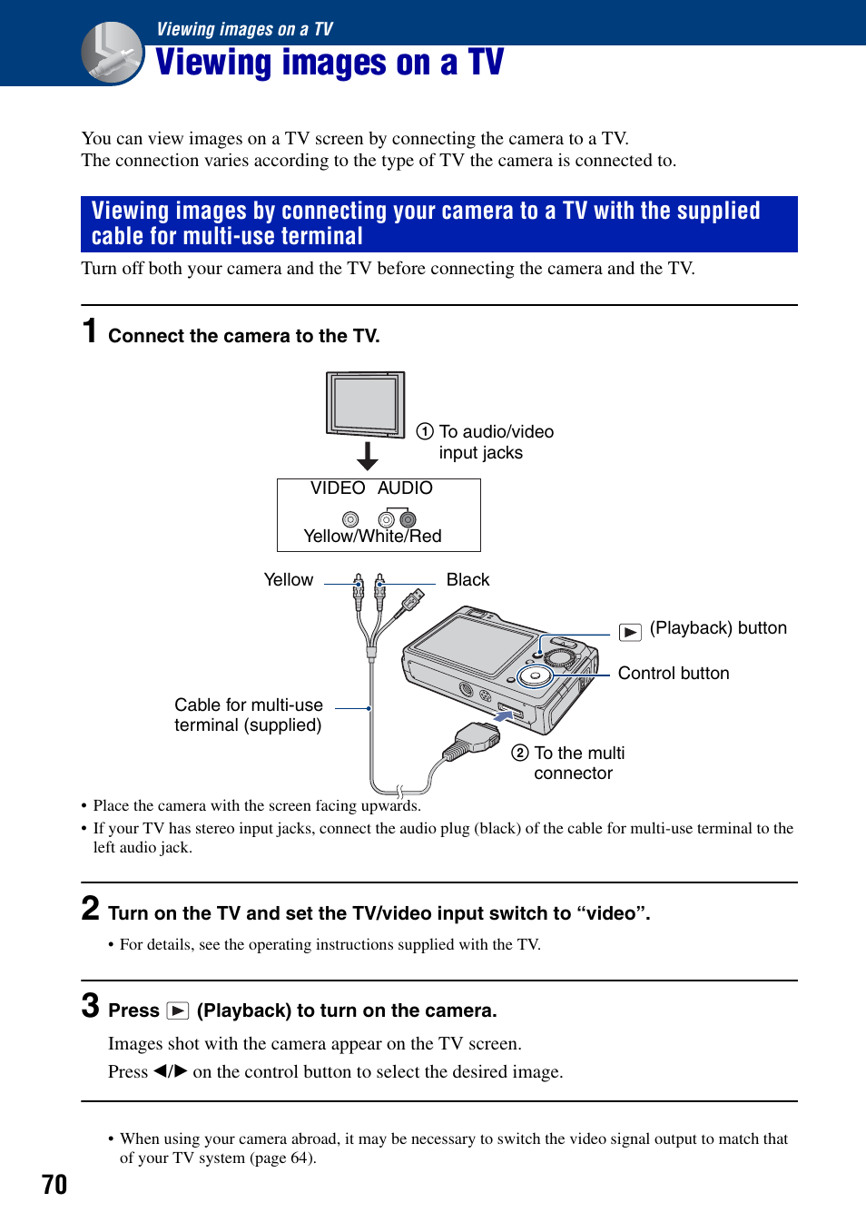 Viewing images on a tv | Sony DSC-W90 User Manual | Page 70 / 121